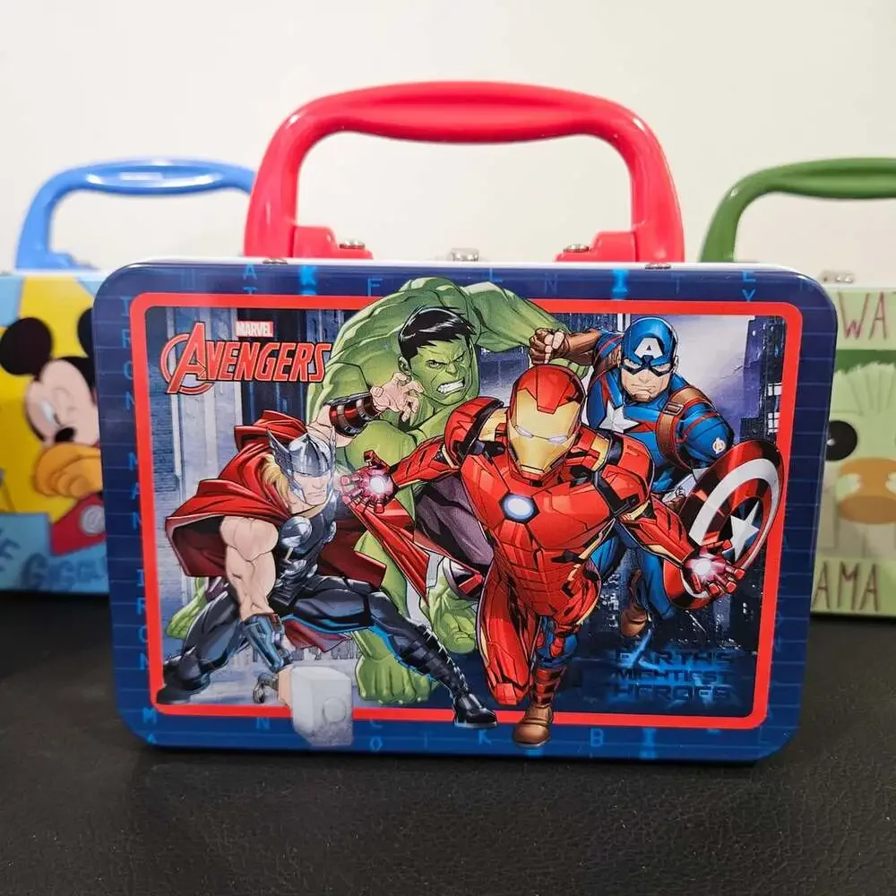 Lot of 4 collectible mini tin lunch boxes Disney Marvel Grogu Spider Man Mickey